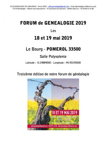 Forum de la Généalogie  18 et 19 mai 2019 - Forum.jpg
